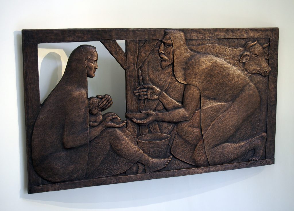 Holy Family Sculpture at the top of the stairs at Catholic Theological College, Thomas Carr Centre